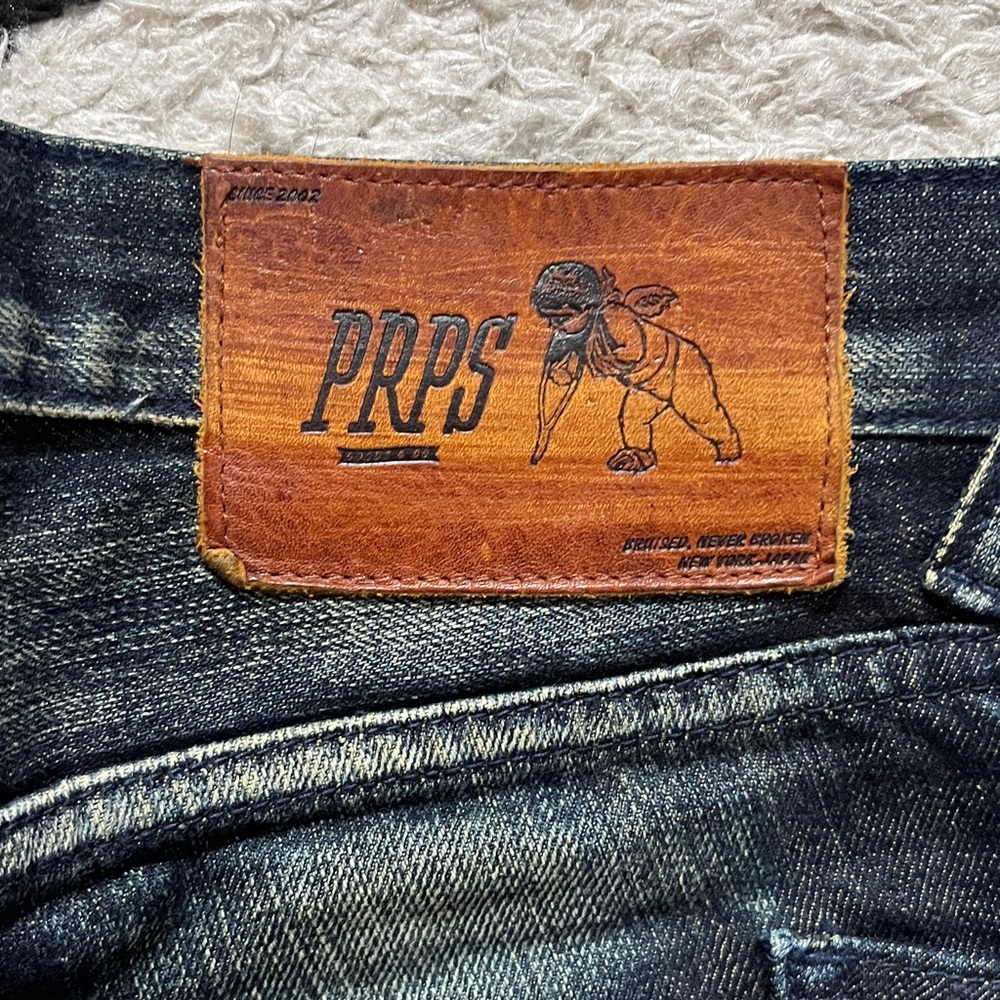 PRPS W30 Men's Dark Blue and Tan Relaxed distressed Jeans - Picture 12 of 16